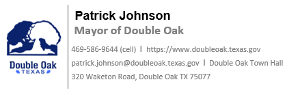 Mayor Johnson's business card and contact information