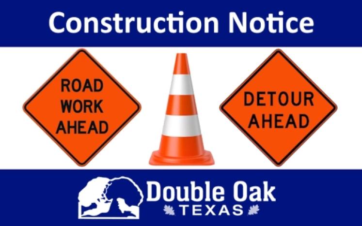 Double Oak Road Construction Notice Sign